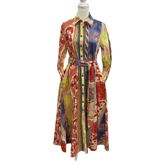 ETRO NWT Belted Printed Cotton-Blend Poplin Shirt Maxi Dress SZ 46IT/10US - Picture 6 of 16